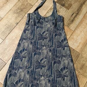 Columbia PFG Sun Dress Halter Backless Navy Floral Large Boating